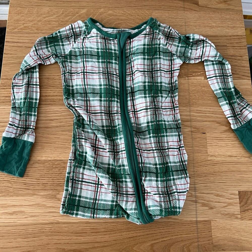 GUC Little Sleepies Zippie: Noel Plaid Size 18-24m
